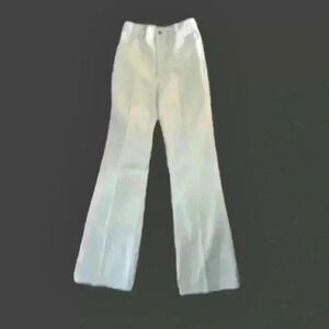 70s Maverick Embroidered Deadstock White Denim Flared Long Inseam Jeans Junior 9